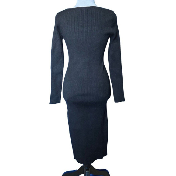 Area Stars Black Ribbed Knit Sweater Midi Dress Small NWT Long Sleeve Office - Picture 4 of 8
